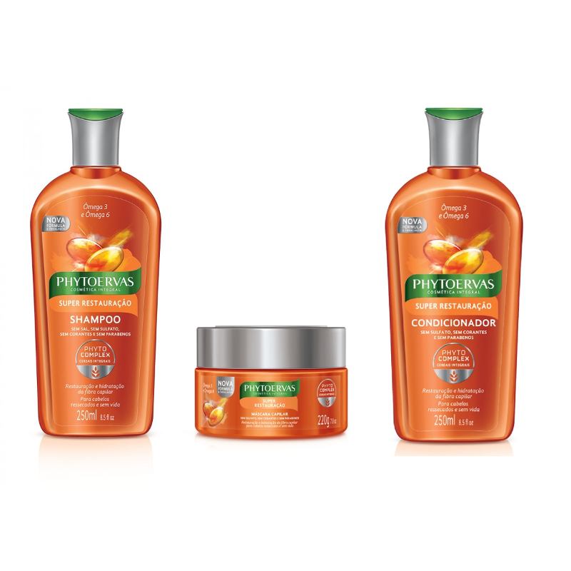 Phytoervas Shampoo Condicionador Máscara Super Restauração