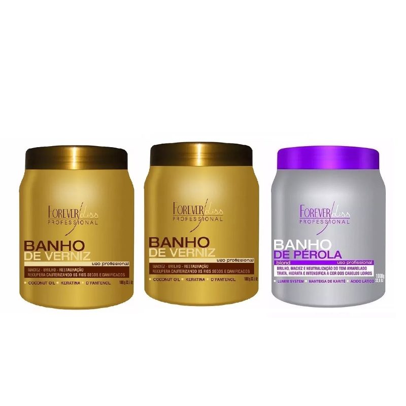 Kit=2 Banhos De Verniz 1k+1 Banho De Pérola 950g-forever Lis