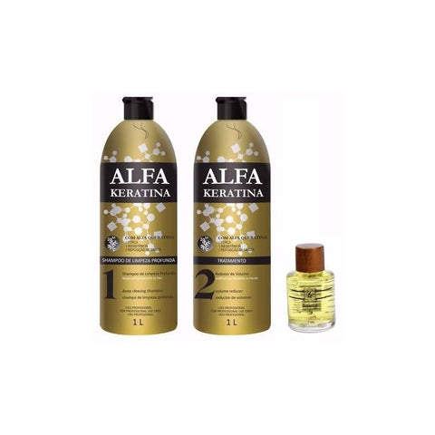 Kit Alfa Keratina Escova Progressiva 2x1 Litro + Brinde