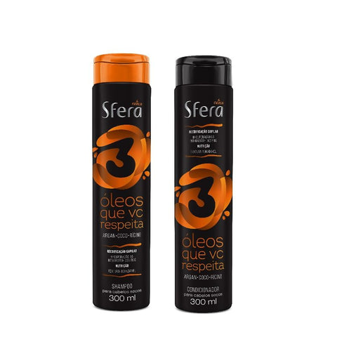 Kit Shampoo E Condicionador Sfera 3 Óleos Argan Coco Rícino