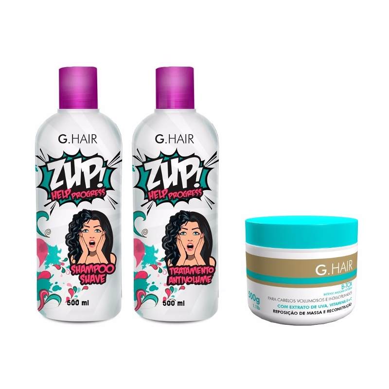 G Hair Escova Progressiva Zup 2x500ml + G Hair B-tox 500ml