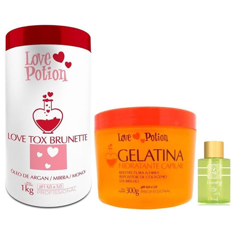 Love Potion Gelatina 300g + Love Tox Brunette 1kg + Óleo 7ml