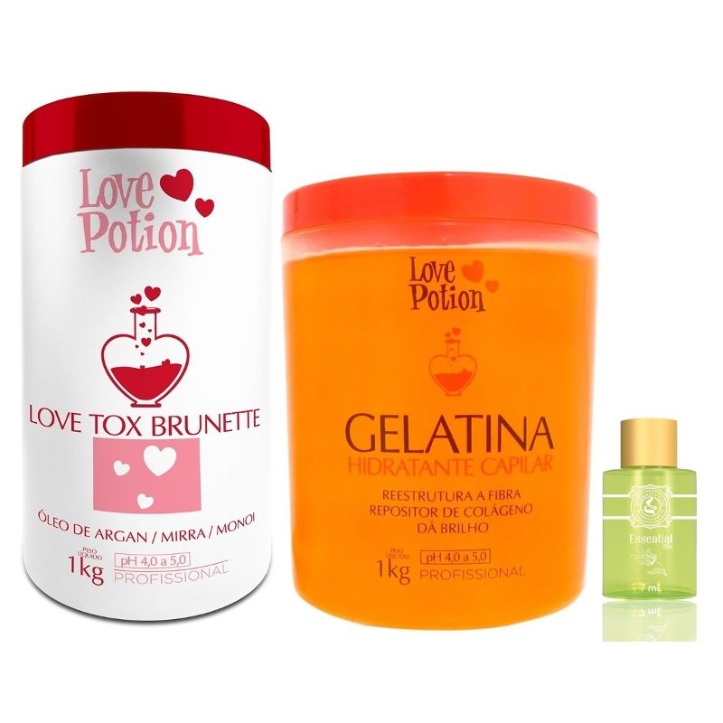 Love Potion Gelatina Hidratante 1kg+ Love Tox Brunette +óleo