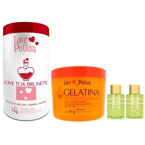 Love Potion Gelatina 300g + Love Tox Brunette 1kg +0 2 Óleos