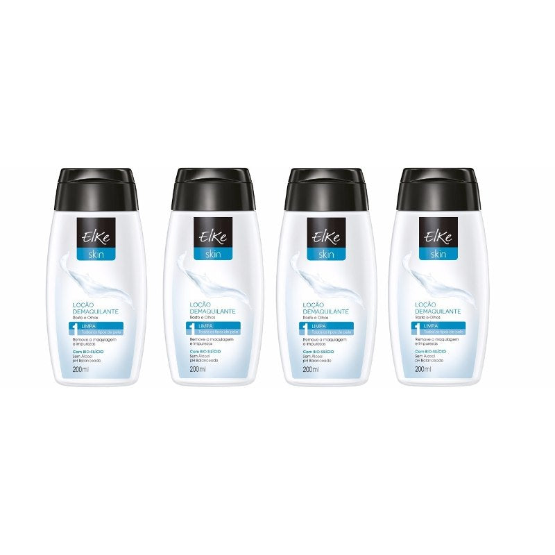 Kit Elke Skin Loção Demaquilante Para Rosto E Olhos 4x200ml