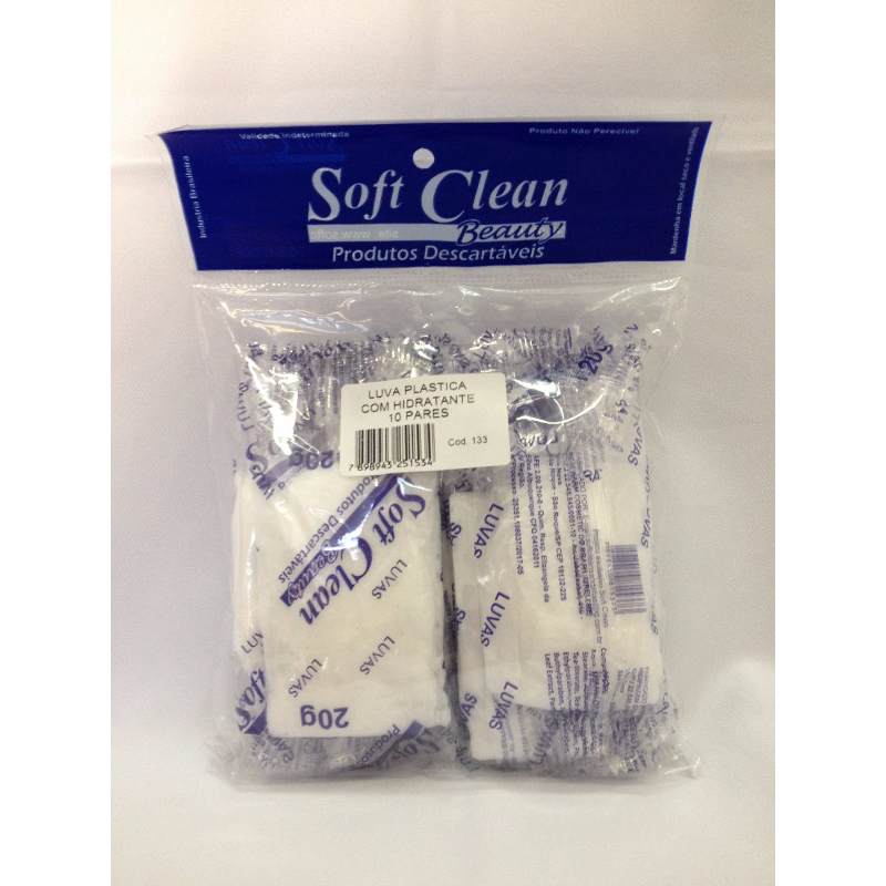 Soft Clean Beauty Luva Plastica Com Hidratante 10 Pares