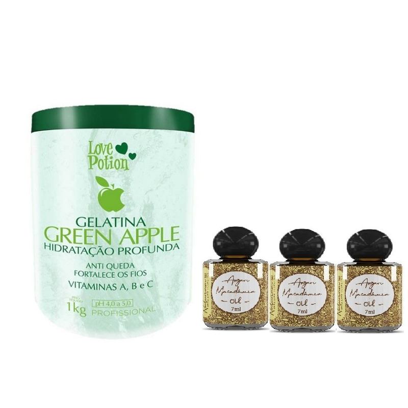 Gelatina Capilar Green Apple Love Potion 1kg + 03 Óleos