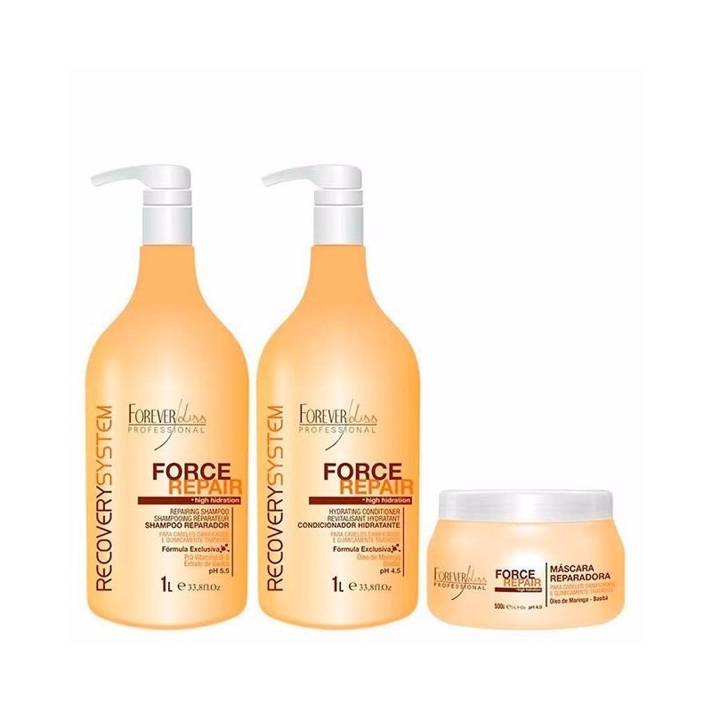 Kit Forever Liss Force Repair Sha + Condi 1l + Máscara 500g