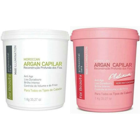 Moroccan Argan Capilar For Beauty 2 X 1 Kg Branco E Rosa