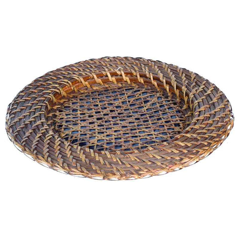 Sousplat Rattan Redondo Com Fundo Tela Descanso 33 Cm